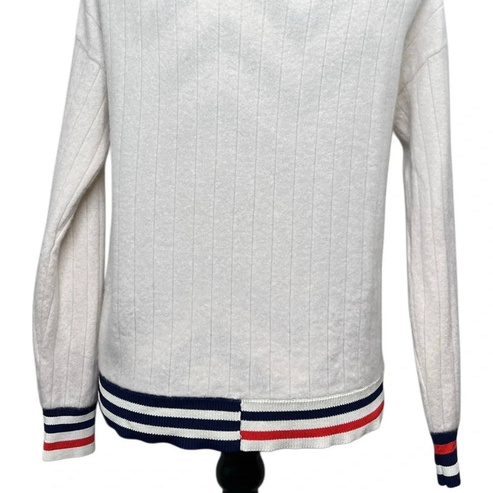 Kule Cashmere V-Neck Ribbed Preppy Sz S Jumper Sweater